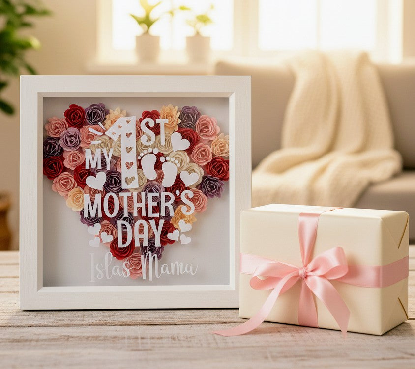 Personalised My First Mothers Day Handmade Shadow Box Frame