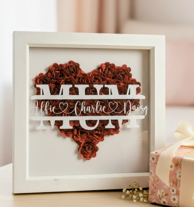 Personalised MUM Handmade flower shadow box