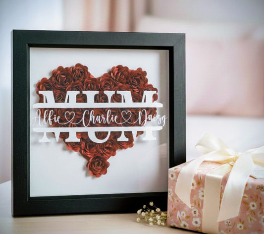 Personalised MUM Handmade flower shadow box