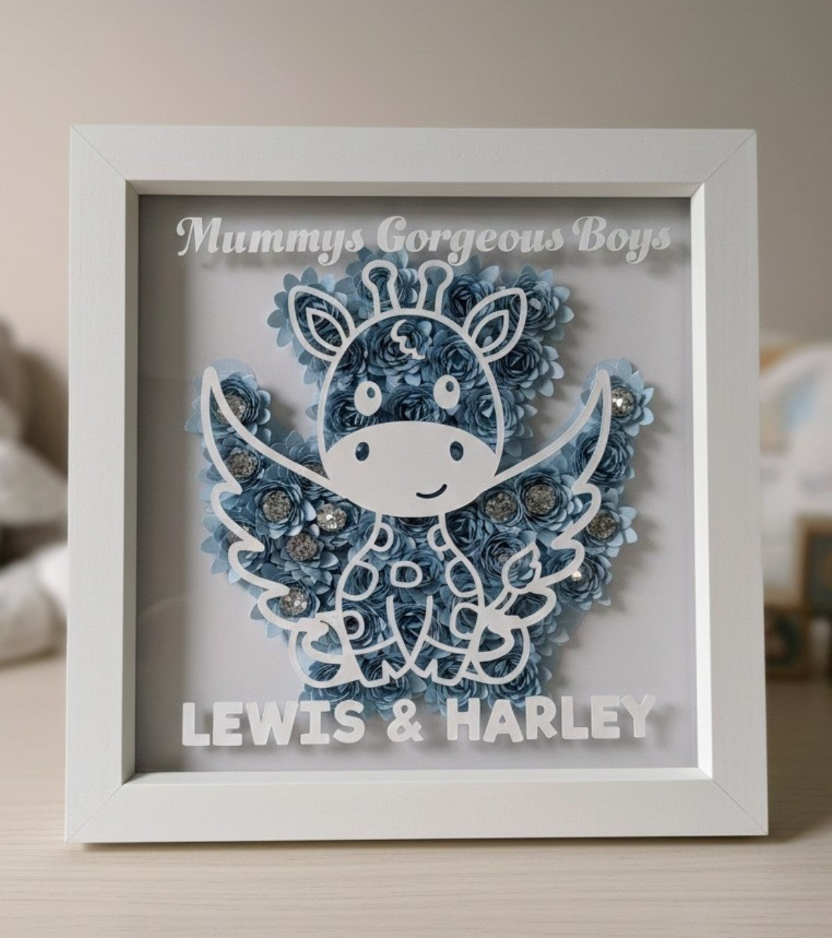 Personalised Baby Giraffe Shadow Box
